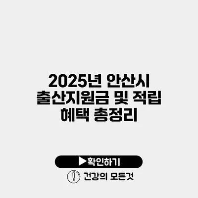 2025년 안산시 출산지원금 및 적립 혜택 총정리