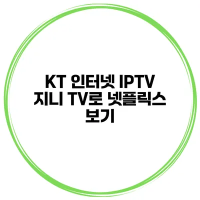 KT 인터넷 IPTV 지니 TV로 넷플릭스 보기