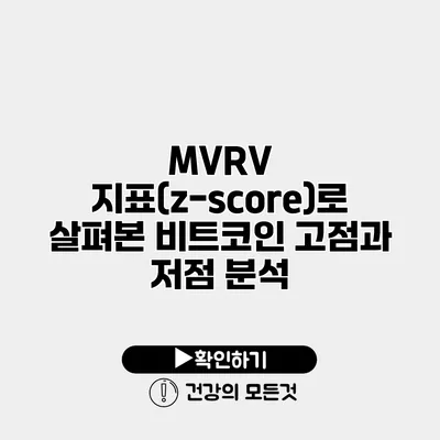 MVRV 지표(z-score)로 살펴본 비트코인 고점과 저점 분석