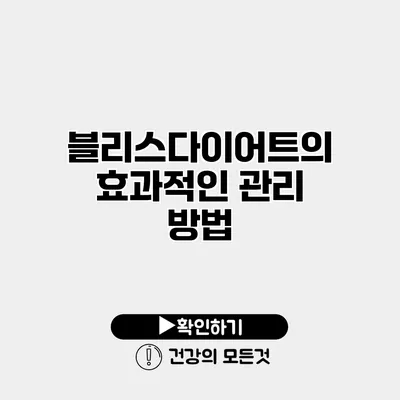블리스다이어트의 효과적인 관리 방법