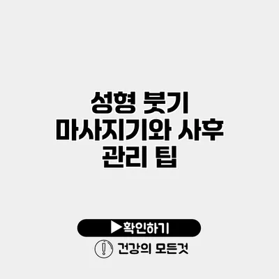 성형 붓기 마사지기와 사후 관리 팁