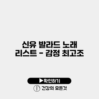 신유 발라드 노래 리스트 - 감정 최고조