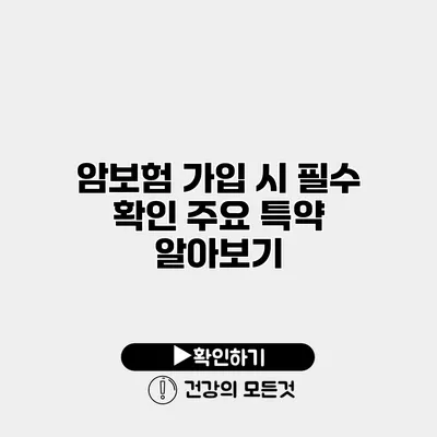 암보험 가입 시 필수 확인 주요 특약 알아보기