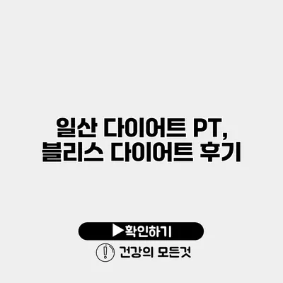일산 다이어트 PT, 블리스 다이어트 후기