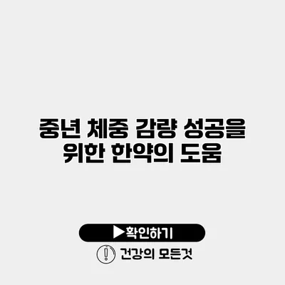 중년 체중 감량 성공을 위한 한약의 도움