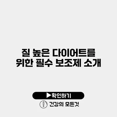 질 높은 다이어트를 위한 필수 보조제 소개