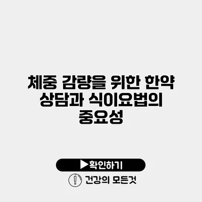 체중 감량을 위한 한약 상담과 식이요법의 중요성