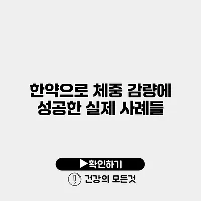 한약으로 체중 감량에 성공한 실제 사례들