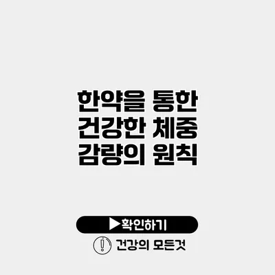 한약을 통한 건강한 체중 감량의 원칙