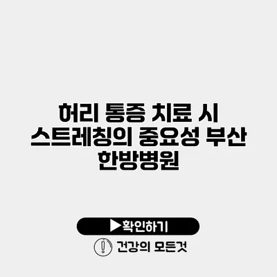 허리 통증 치료 시 스트레칭의 중요성 부산 한방병원