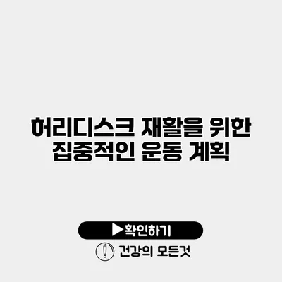 허리디스크 재활을 위한 집중적인 운동 계획