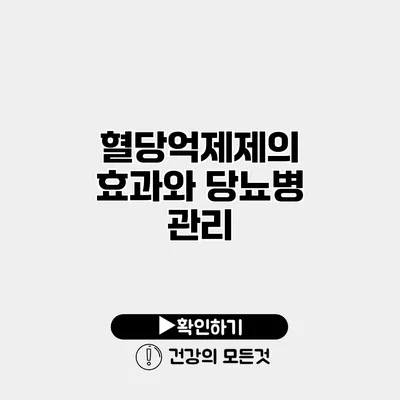 혈당억제제의 효과와 당뇨병 관리