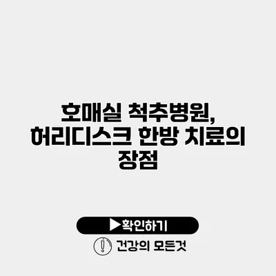 호매실 척추병원, 허리디스크 한방 치료의 장점