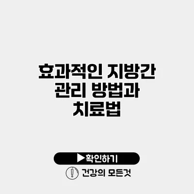 효과적인 지방간 관리 방법과 치료법