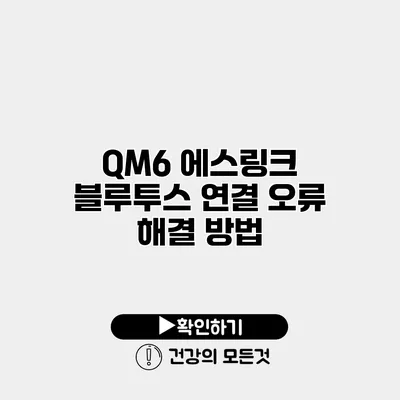 QM6 에스링크 블루투스 연결 오류 해결 방법