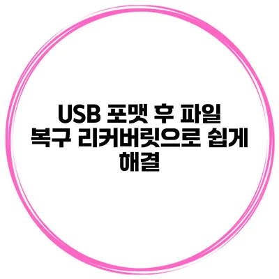 USB 포맷 후 파일 복구 리커버릿으로 쉽게 해결
