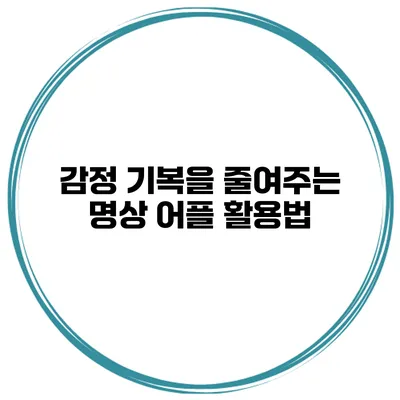 감정 기복을 줄여주는 명상 어플 활용법