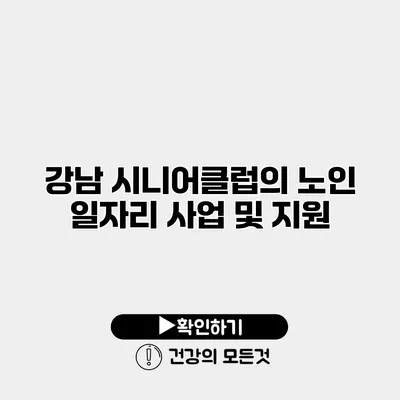 강남 시니어클럽의 노인 일자리 사업 및 지원