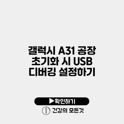 갤럭시 A31 공장 초기화 시 USB 디버깅 설정하기