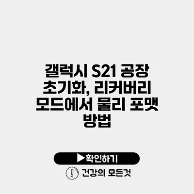 갤럭시 S21 공장 초기화, 리커버리 모드에서 물리 포맷 방법