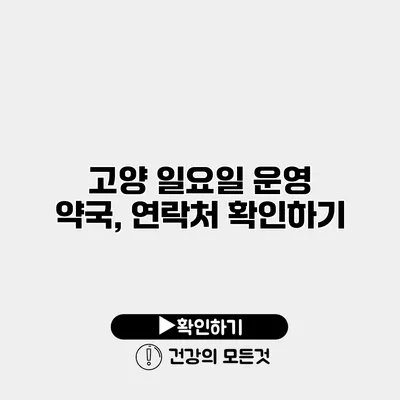 고양 일요일 운영 약국, 연락처 확인하기