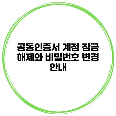 공동인증서 계정 잠금 해제와 비밀번호 변경 안내