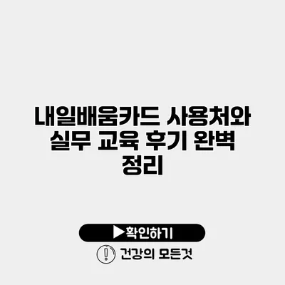 내일배움카드 사용처와 실무 교육 후기 완벽 정리