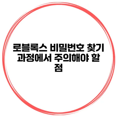 로블록스 비밀번호 찾기 과정에서 주의해야 할 점