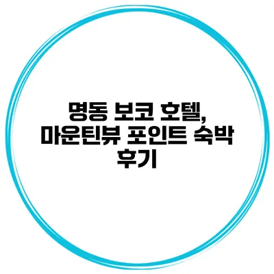 명동 보코 호텔, 마운틴뷰 포인트 숙박 후기