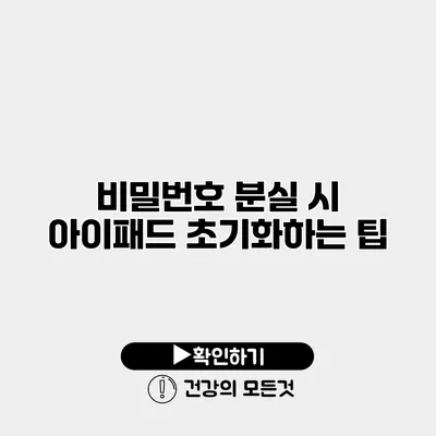 비밀번호 분실 시 아이패드 초기화하는 팁