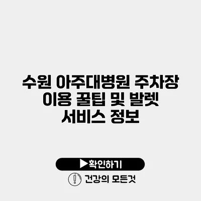 수원 아주대병원 주차장 이용 꿀팁 및 발렛 서비스 정보