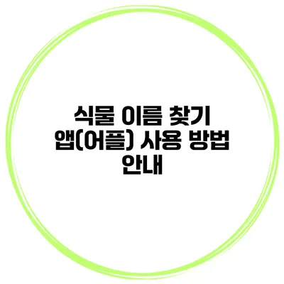 식물 이름 찾기 앱(어플) 사용 방법 안내