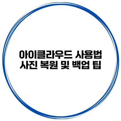 아이클라우드 사용법 사진 복원 및 백업 팁