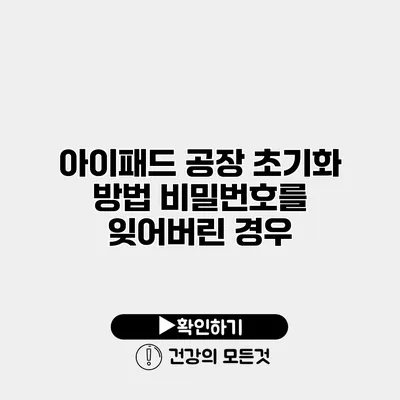 아이패드 공장 초기화 방법 비밀번호를 잊어버린 경우