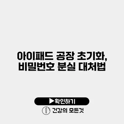 아이패드 공장 초기화, 비밀번호 분실 대처법