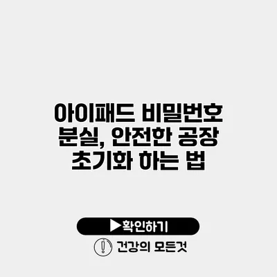 아이패드 비밀번호 분실, 안전한 공장 초기화 하는 법