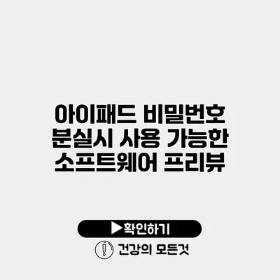 아이패드 비밀번호 분실시 사용 가능한 소프트웨어 프리뷰