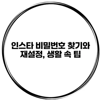 인스타 비밀번호 찾기와 재설정, 생활 속 팁