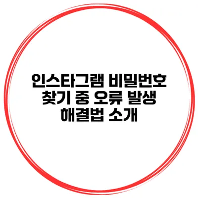 인스타그램 비밀번호 찾기 중 오류 발생? 해결법 소개