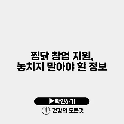 찜닭 창업 지원, 놓치지 말아야 할 정보