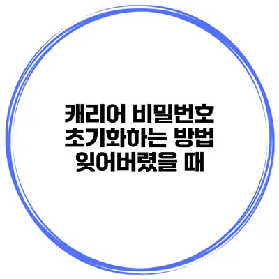 캐리어 비밀번호 초기화하는 방법 잊어버렸을 때