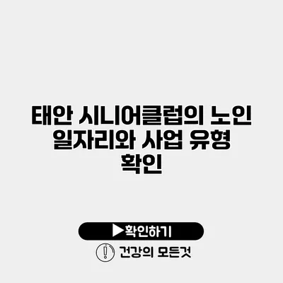 태안 시니어클럽의 노인 일자리와 사업 유형 확인