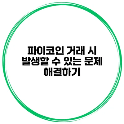 파이코인 거래 시 발생할 수 있는 문제 해결하기