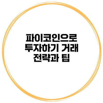 파이코인으로 투자하기 거래 전략과 팁
