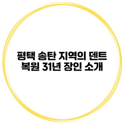 평택 송탄 지역의 덴트 복원 31년 장인 소개