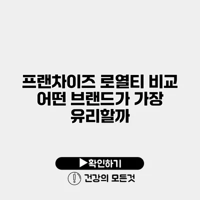 프랜차이즈 로열티 비교 어떤 브랜드가 가장 유리할까?