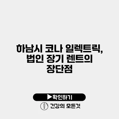 하남시 코나 일렉트릭, 법인 장기 렌트의 장단점