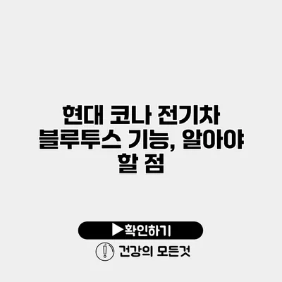 현대 코나 전기차 블루투스 기능, 알아야 할 점
