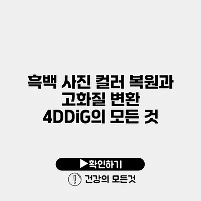 흑백 사진 컬러 복원과 고화질 변환 4DDiG의 모든 것